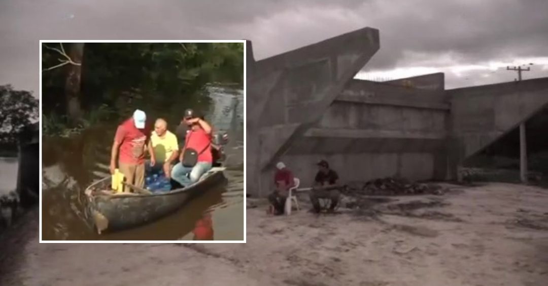 Puerto Falcón aislado: sin puente y con caminos bajo agua